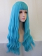Evahair 2021 New Style Blue Sky Color Long Wavy Synthetic Wig with Bangs
