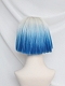 Evahair 2021 New Style Silvery White to Blue Ombre Short Straight Synthetic Wig with Bangs