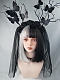 Evahair Half Black and Half White Shoulder Length Straight Synthetic Wig with Bangs