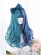 Evahair Half Blue and Half Green Long Wavy Synthetic Wig with Bangs