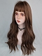 Evahair 2021 New Style Brunette Long Wavy Synthetic Wig with Bangs