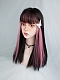 Evahair Black and Pink Mixed Color Long Straight Synthetic Wig with Bangs