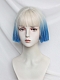 Evahair 2021 New Style Silvery White to Blue Ombre Short Straight Synthetic Wig with Bangs