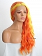 Evahair Orange and Fore Yellow Long Wavy Synthetic Lace Front Wig