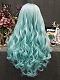 Evahair Bright Blue Long Wavy Synthetic Lace Front Wig With Black Root