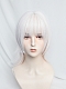 Evahair 2021 New Style Silvery White Shoulder Length Straight Synthetic Wig with Bangs