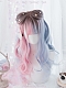 Evahair 2021 Lolita Half Blue and Half Pink Medium Wavy Synthetic Wig with Bangs