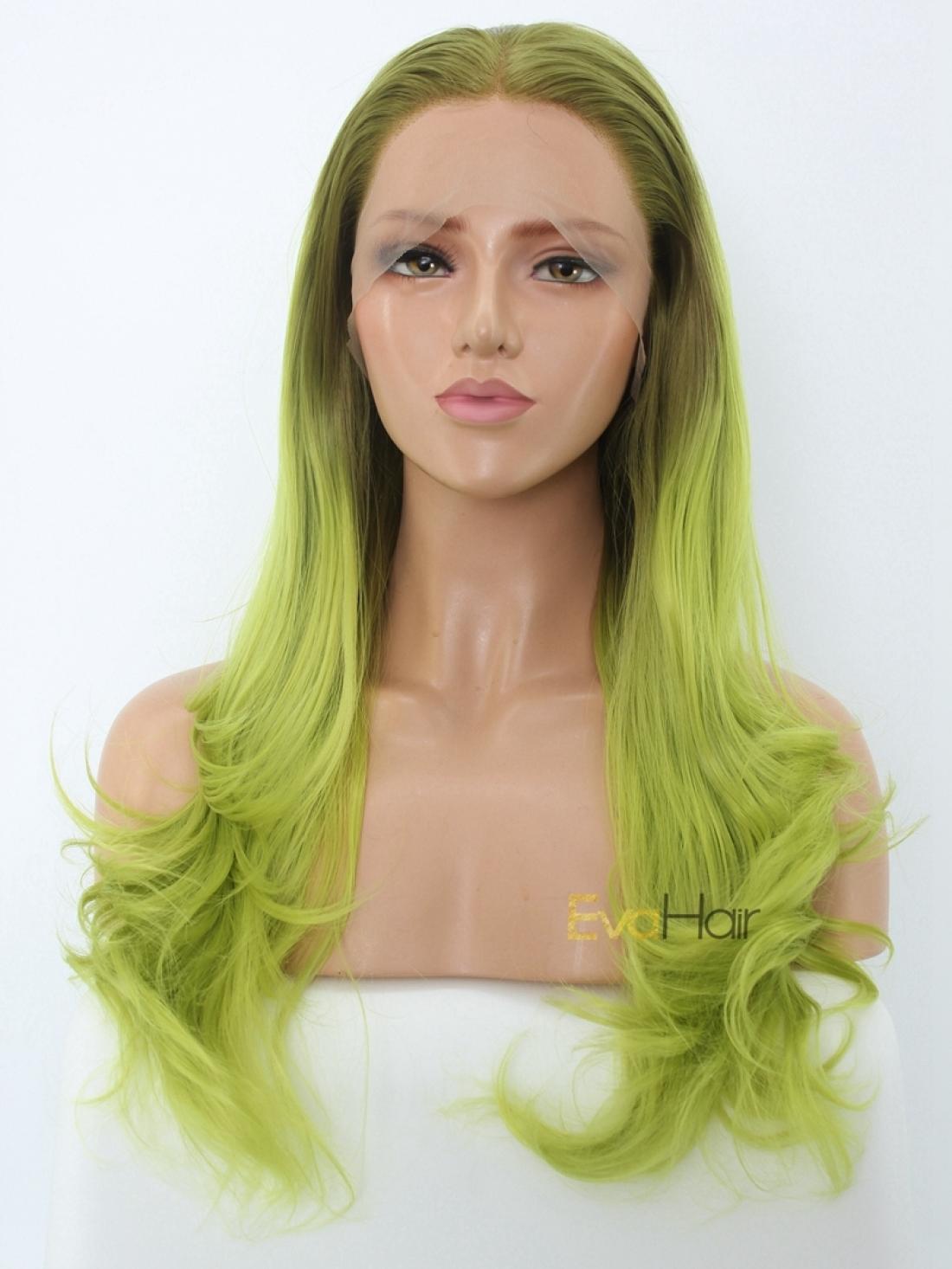2019 Hot Green Color Synthetic Lace Front Wig - All ...