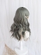 Evahair Grayish Green Long Wavy Synthetic Wig with Bangs