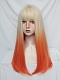 Evahair Blonde to Orange Ombre Long Straight Synthetic Wig with Bangs