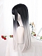 Adjustable Black and white gradient full cap lolita wig