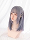 Evahair Grey to Bluish-Purple Ombre Long Straight Synthetic Wig with Bangs