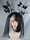 Evahair Half Black and Half White Shoulder Length Straight Synthetic Wig with Bangs