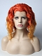 Sunset Orange & Yellow Flame Wavy Bob Synthetic Lace Front Wig 