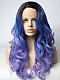 Fading Deep Purple Long Wavy Synthetic Lace Front Wig