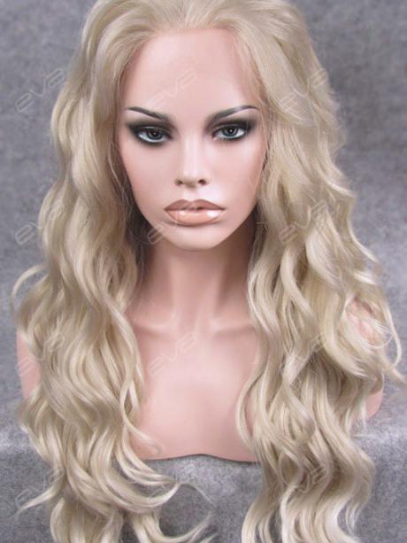 Long Blonde Wavy Synthetic Lace Front Wig - All Synthetic ...