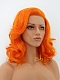 Bright Orange Synthetic Medium Length Lace Front Wig