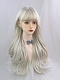 Evahair 2021 New Style Blonde and White Mixed Color Long Wavy Synthetic Wig with Bangs