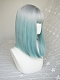 Evahair Silver to Bluish-Green Ombre Medium Straight Synthetic Wig with Bangs
