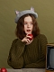 Cute Grey Cat-Ears Mori Beret Hat