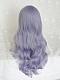 Evahair Grey and Purple Mixed Color Long Wavy Synthetic Wig with Bangs