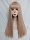 Evahair 2021 New Style Milk Tea Gold Color Long Straight Synthetic Wig with Bangs