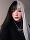 Evahair Half Black and Half White Long Straight Synthetic Wig with Bangs