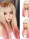 Fahion Long straight pale gold and pink gradient lolita wig