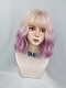 Evahair 2021 New Style Blonde to Purple Ombre Bob Wavy Synthetic Wig with Bangs