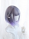 Evahair Blue and Grayish Purple Chin-Length Straight Synthetic Wig with Bangs