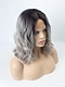 Grey Ombre Wavy Medium Length Synthetic Lace Front Wig