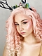 Dip-dyed Gothic Pink Color Curly Synthetic Lace Front Wig