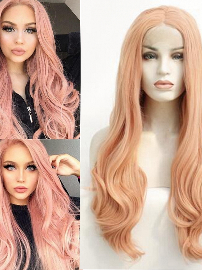 Orange Synthetic Lace Front Wigs