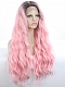 HOT INSTAGRAM CHIC PASTEL PINK WATER WAVY SYNTHETIC LACE FRONT WIG