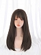 Evahair Dark Brown Long Straight Synthetic Wig with Bangs