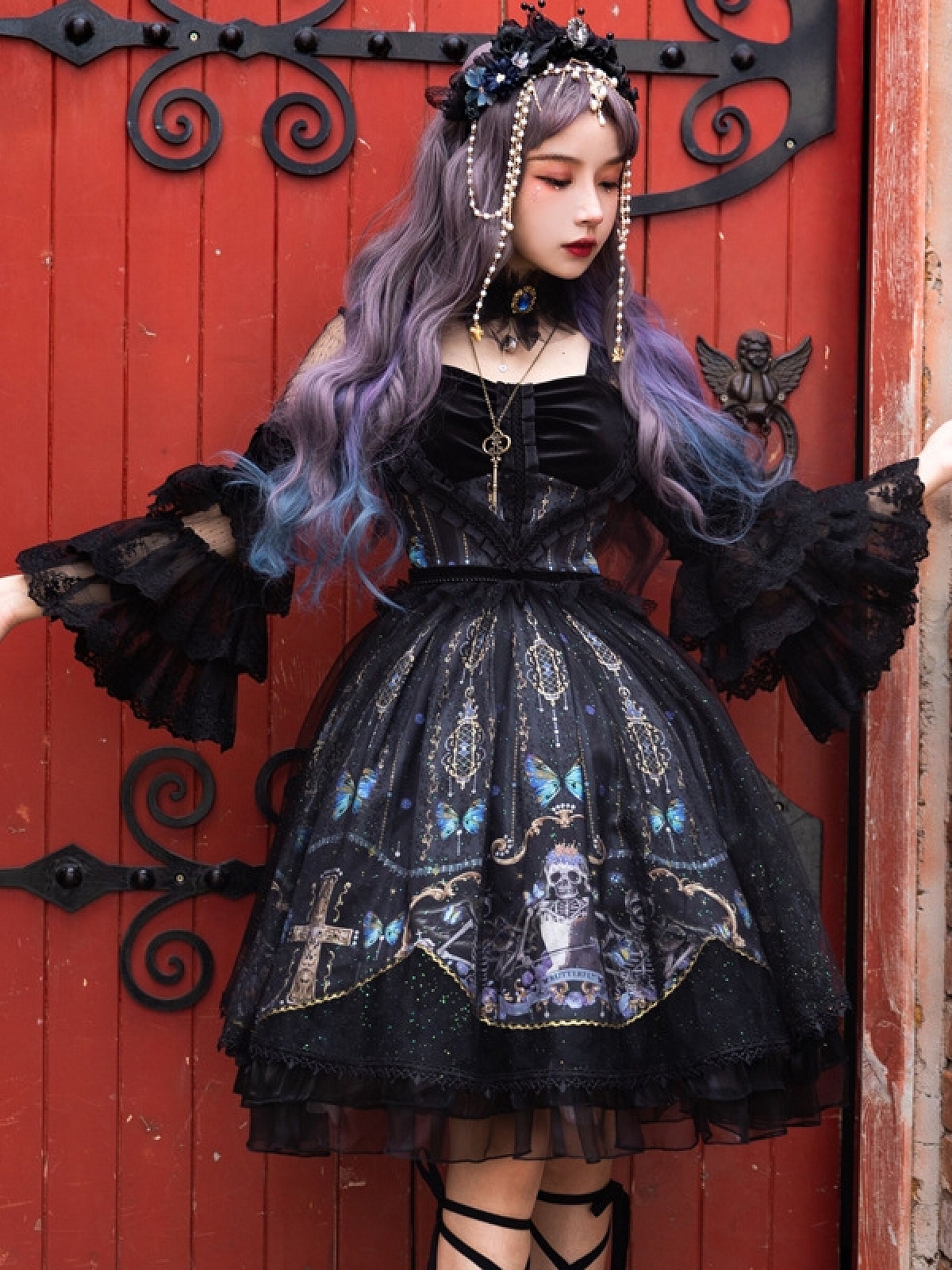 Evahair Dark Gothic style vintage black lolita dress