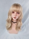 Evahair Blonde Shoulder-Length Wavy Synthetic Wig with Bangs