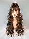 Evahair 2021 New Style Grayish Brown Long Wavy Synthetic Wig with Bangs
