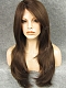 Brown Long Straight Layered Cut Casual Look Synthetic Lace Front Wig