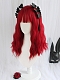 Evahair Red Gothic Medium Length Wavy Synthetic Wig with Bangs