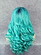 Bright Mint with Blue Root Color Synthetic Lace Front Wig 