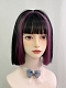 Evahair 2021 New Style Black and Purple Mixed Color Shoulder Length Straight Synthetic Wig with Bangs