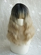 Evahair Daily Blonde Medium Wavy Synthetic Wig with Bangs and Black Roots