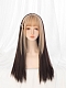 Evahair Black and Front Blonde Long Straight Synthetic Wig with Bangs