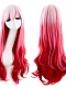 Cosplay stage performance long curly white red gradient wig