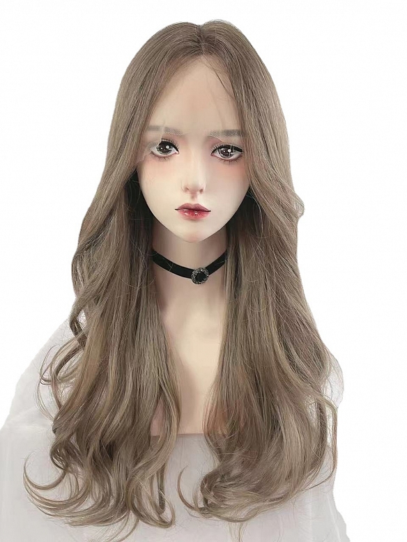 Evahair Fashion lolita Style Brown Long wavy Synthetic Wig