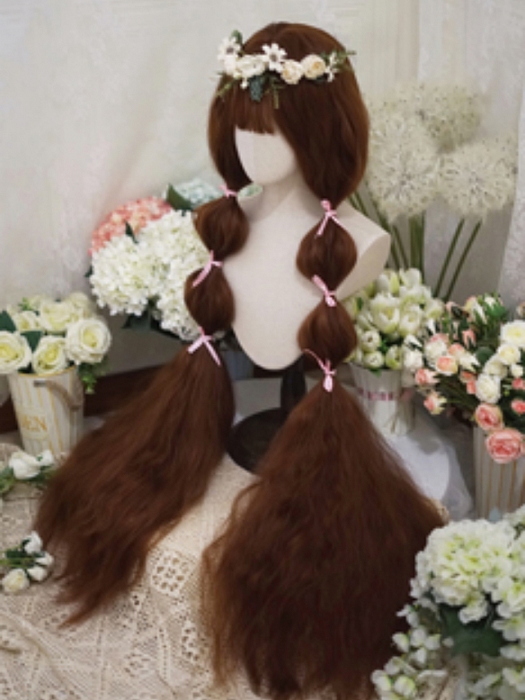 Evahair 2021 New Style Caramel Brown Super Long Wavy Synthetic Wig with Bangs