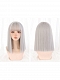 Evahair Silver Medium Length Straight Synthetic Wig with Bangs