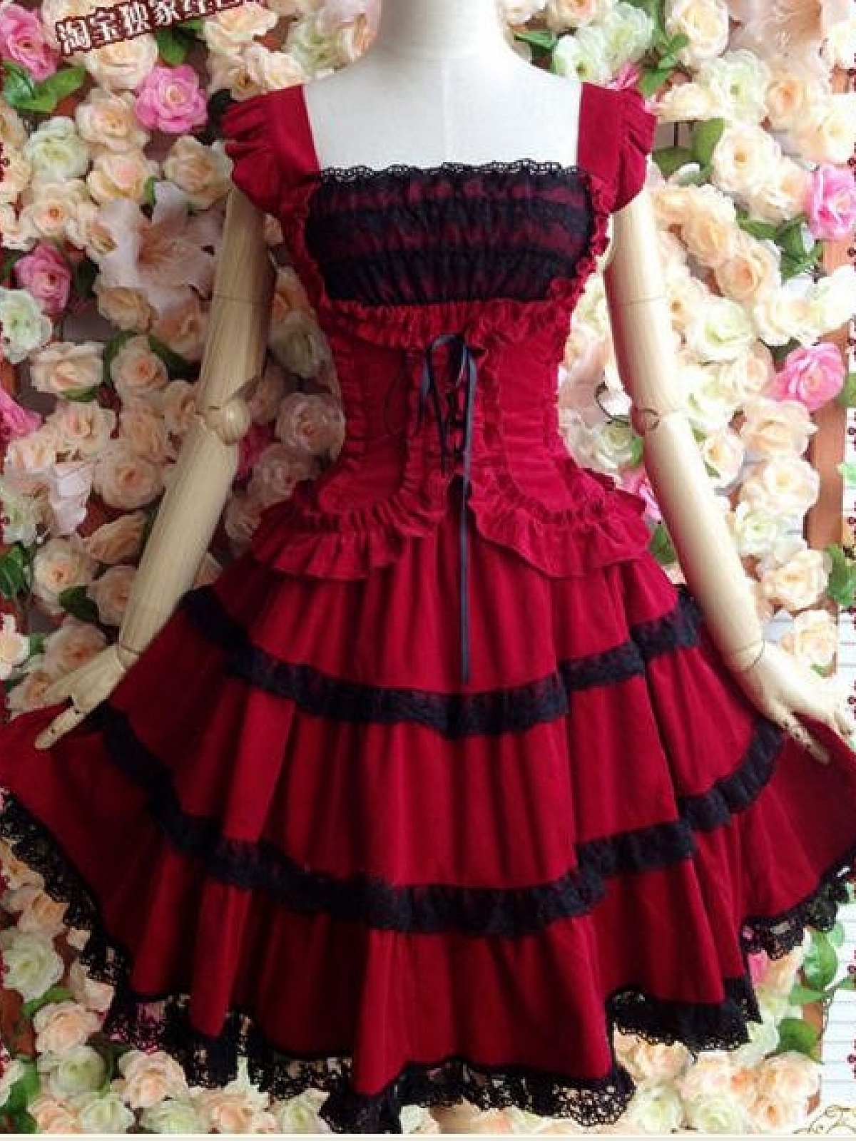Evahair vintage rose red princess style lolita dress