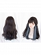 Evahair 2021 New Style Brown and Blue Mixed Color Long Wavy Synthetic Wig with Bangs